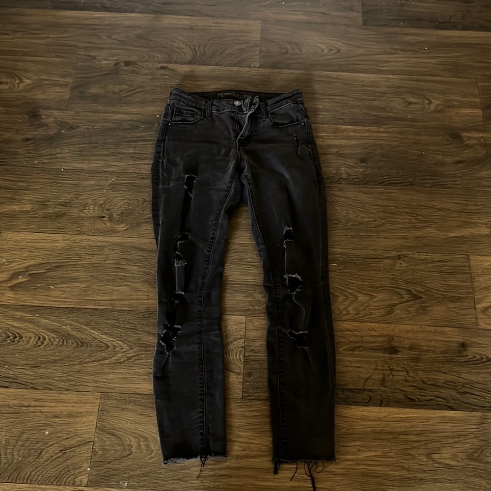 Black mid rise skinny jeans